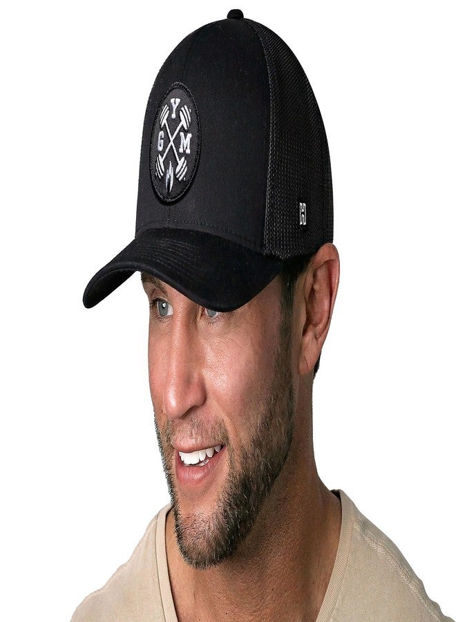 HAKA Gym-X Black Trucker Hat - Gym Mesh Snapback Cap for Men, Women & Golf, Exercise X Design Baseball Dad Hat - Image 3